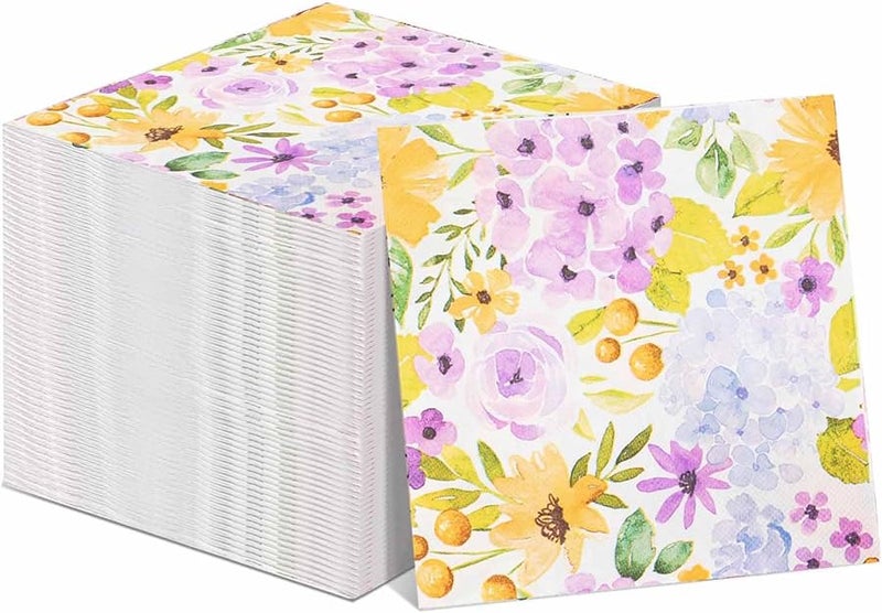 مناديل ورقية كلاسيكية مزخرفة 60 قطعة 3 طبقات 6.5 × 6.5 بوصة أدوات مائدة للحفلات والعشاء ذات الاستخدام لمرة واحدة - Image 1